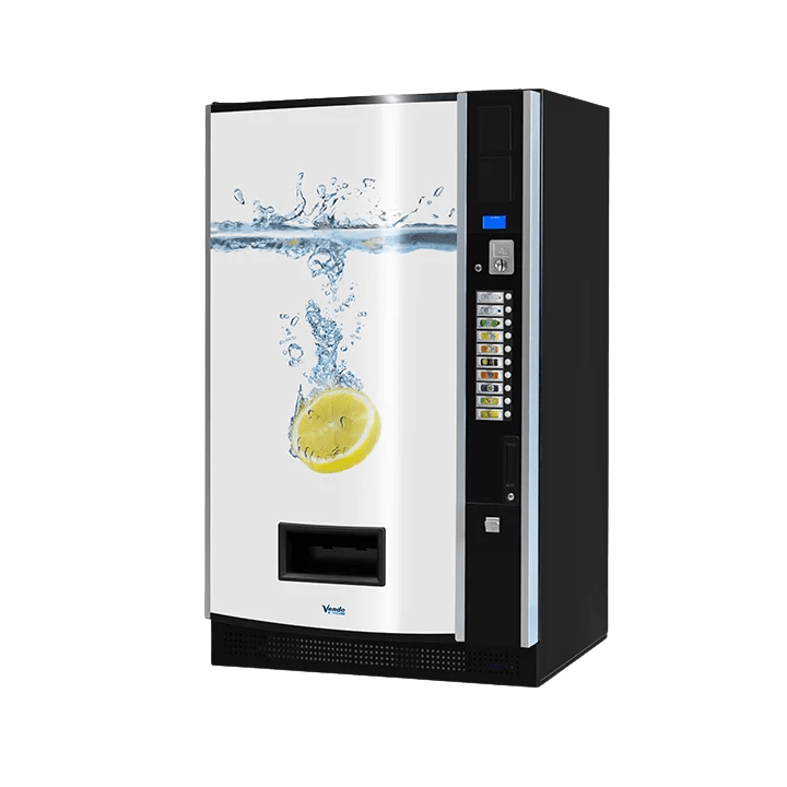 De Vendo B&C Design 10 Flexstack CFX-FLEX is een moderne drankautomaat met flexibele indeling voor blikjes en flessen. Dankzij het Flexstack systeem pas je eenvoudig het assortiment aan, ideaal voor locaties waar variatie en presentatie belangrijk zijn.
