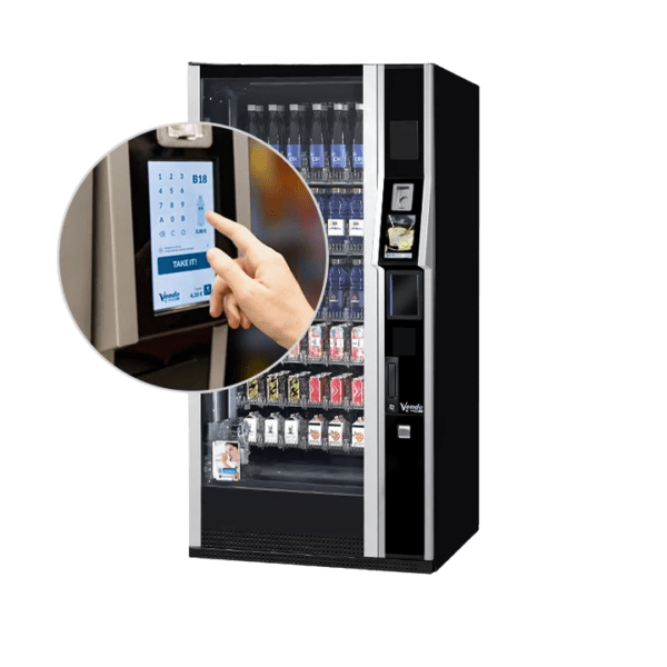 De Vendo G-Drink 6 Touch DT6 is een moderne drankautomaat met touchscreen, geschikt voor blikjes en flessen. Ideaal voor locaties waar gebruiksgemak, presentatie en een strak design samenkomen.