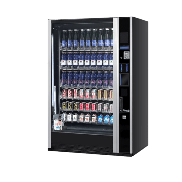 De Vendo G-Drink 9 Design DV9 is een moderne drankautomaat met hoge capaciteit voor blikjes en flessen. Ideaal voor locaties waar uitstraling en een uitgebreid drankassortiment samenkomen.