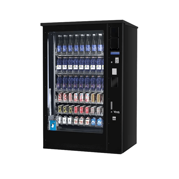 De Vendo G-Drink 9 Outdoor DM9 OD is een drankautomaat voor buitenlocaties met hoge capaciteit, geschikt voor blikjes en flessen. Dankzij de robuuste uitvoering en betrouwbare koeling ideaal voor intensief gebruik op buitenlocaties.