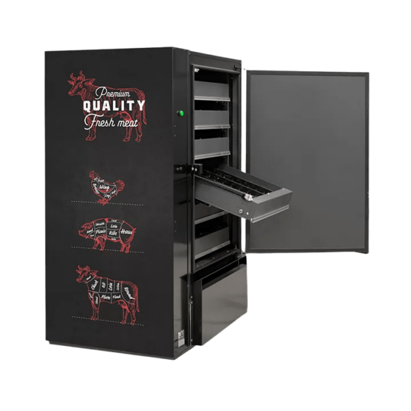 Extra informatie over de Vendo G Snack 10 Backloader + lift SBX KE De Vendo G Snack 10 Backloader SBX KE is speciaal ontwikkeld voor retailomgevingen waar versheid, hygiëne en efficiënt werken centraal staan. Dankzij het unieke achterinlaadsysteem vul je de automaat direct vanuit de winkel, zonder dat klanten hier hinder van ondervinden. Dit systeem voorkomt temperatuurwisselingen, wat essentieel is voor producten zoals vlees, gebak, maaltijden of medicijnen. Daarnaast zorgt het voor een hygiënische werkwijze en bespaar je tijd bij het bijvullen. De geïntegreerde lift zorgt voor een gecontroleerde en veilige uitgifte van producten. Hierdoor blijven producten in goede staat en is de automaat ook geschikt voor kwetsbare of verse items. Met maximaal 60 selecties biedt deze automaat voldoende ruimte om een breed assortiment aan te bieden. Ideaal voor slagerijen, bakkerijen, apotheken of andere winkels die hun producten ook buiten openingstijden willen verkopen. De automaat maakt het mogelijk om een 24/7 verkooppunt te creëren, waardoor je extra omzet genereert zonder extra personeel in te zetten. Klanten hebben op ieder moment toegang tot jouw producten, wat zorgt voor meer gemak en een betere service. Het moderne ontwerp en de flexibele indeling zorgen ervoor dat de automaat naadloos aansluit bij jouw winkelinrichting. De SBX KE is daarmee dé oplossing voor winkels die hun verkoop willen uitbreiden naar buiten openingstijden, zonder in te leveren op kwaliteit of controle.