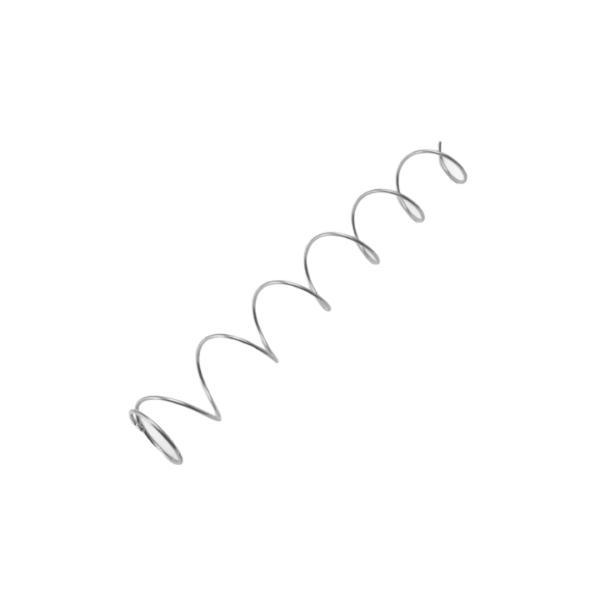 Vendo Spiraal Links 77 mm met 6 ruimtes voor Vendo vendingmachines, geschikt als vervangende linksdraaiende spiraal voor het gecontroleerd uitgeven van sleek cans, smalle blikjes en vergelijkbare drankverpakkingen in snackautomaten en vendingmachines.
