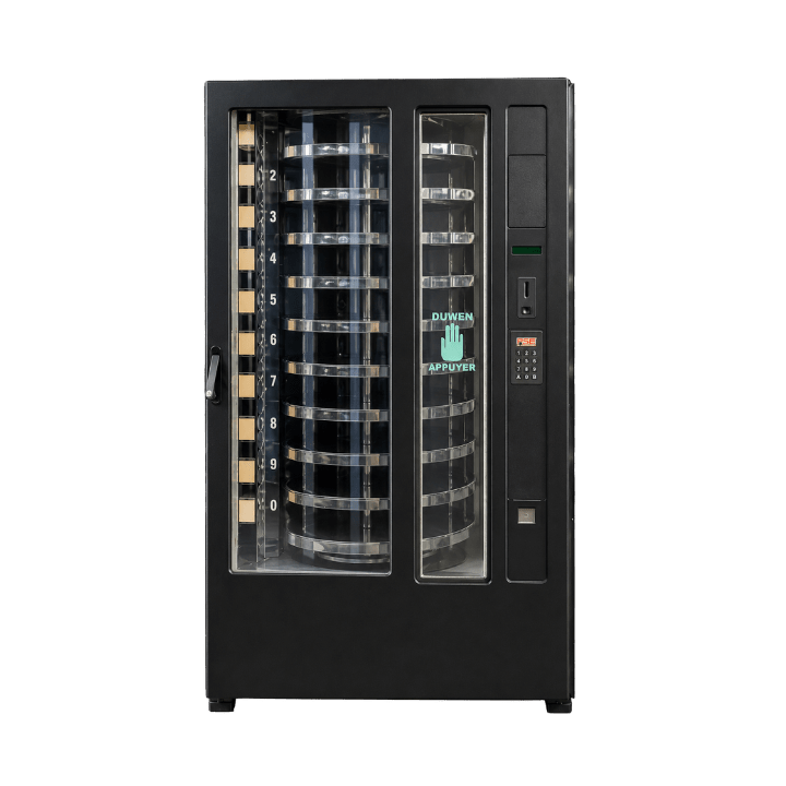 FAS Trommelautomaat Refurbished vendingmachine voor verse producten, snacks, dranken, maaltijden en non-food artikelen, geschikt voor kantoren, scholen, zorginstellingen, bakkers en andere locaties waar producten overzichtelijk en automatisch verkocht moeten worden.